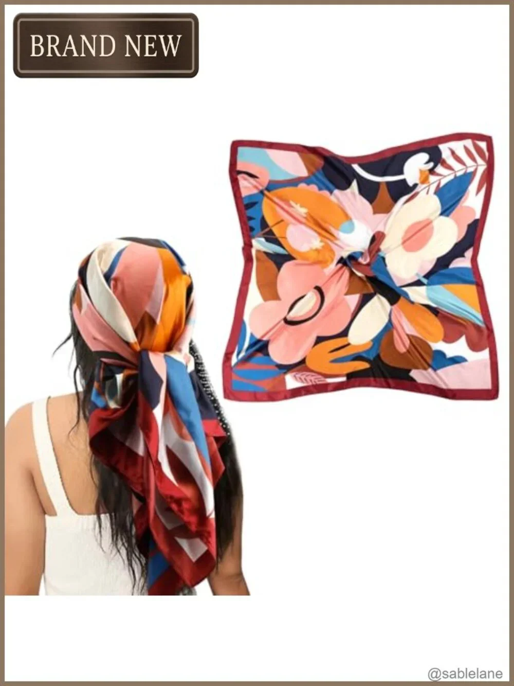 Silk-Like Square Scarf - Women's Fashion Wrap for Hair, Neck, and Head